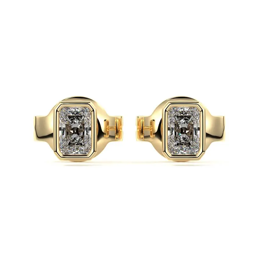 Bezel Diamond Stud Earrings