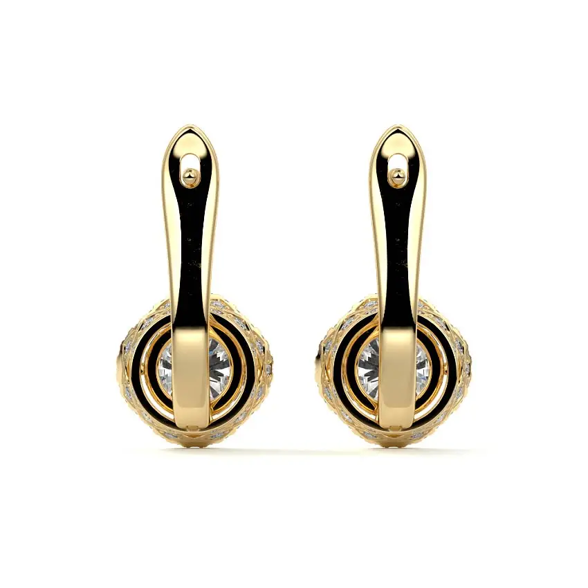 Round Drop Halo Earrings