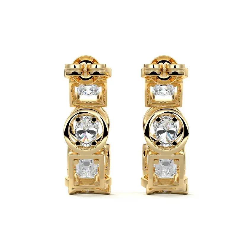 Multi Shape Bezel Hoop Earrings