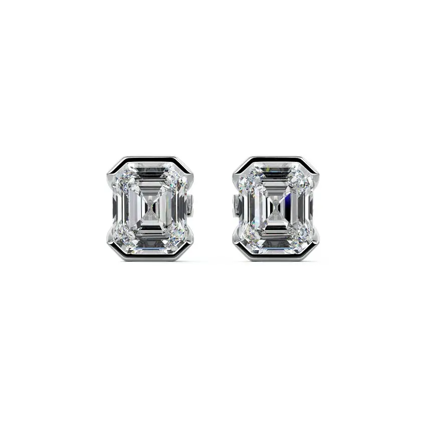 Half Bezel Diamond Stud Earrings
