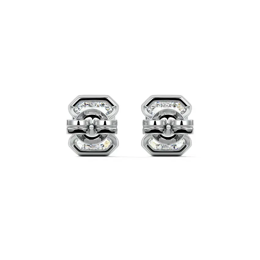 Half Bezel Diamond Stud Earrings