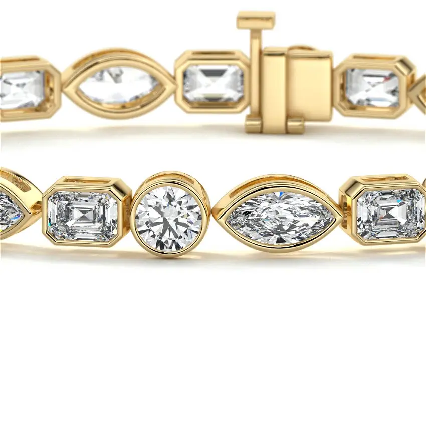 Multi Shape Tennis Bracelet 18k YG