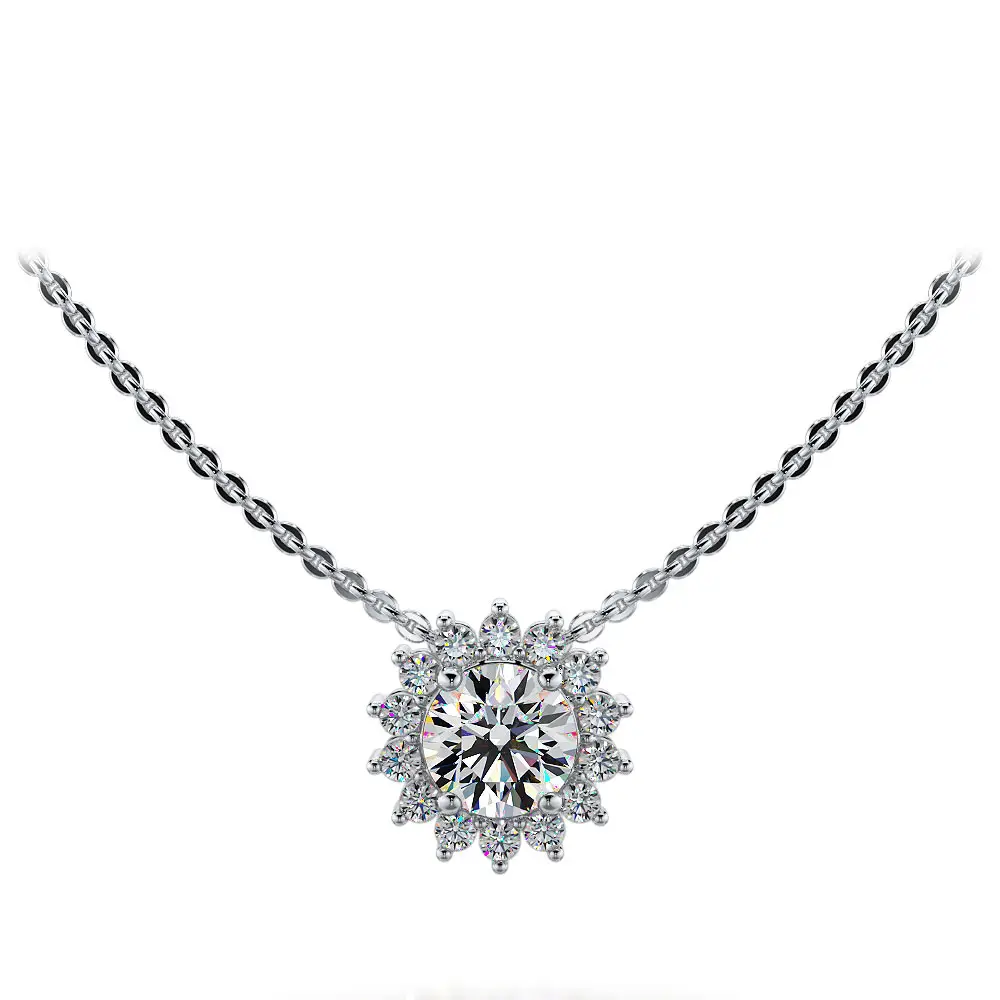 Flower Diamond Pendant with Halo