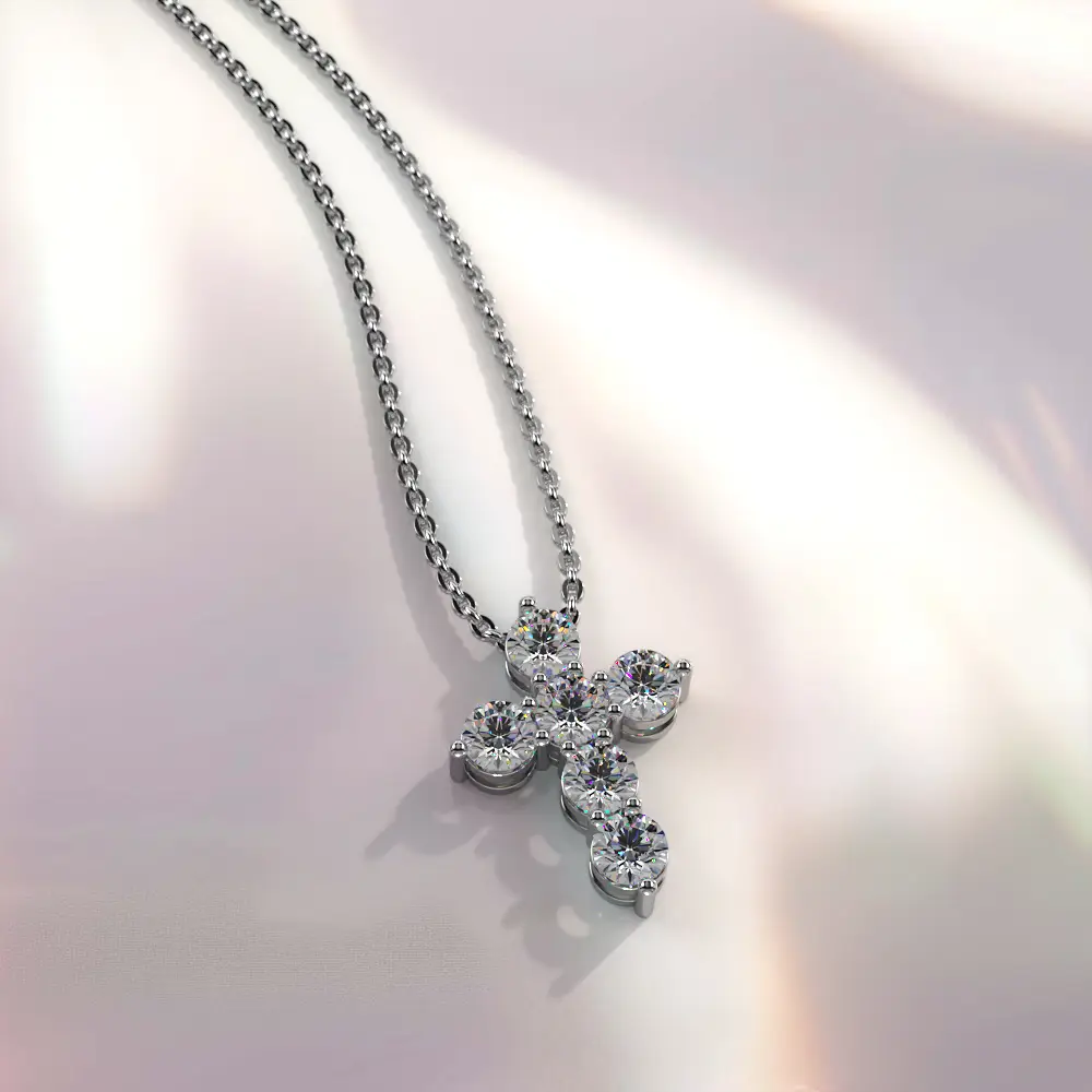 Six Timeless Diamond Cross Pendant