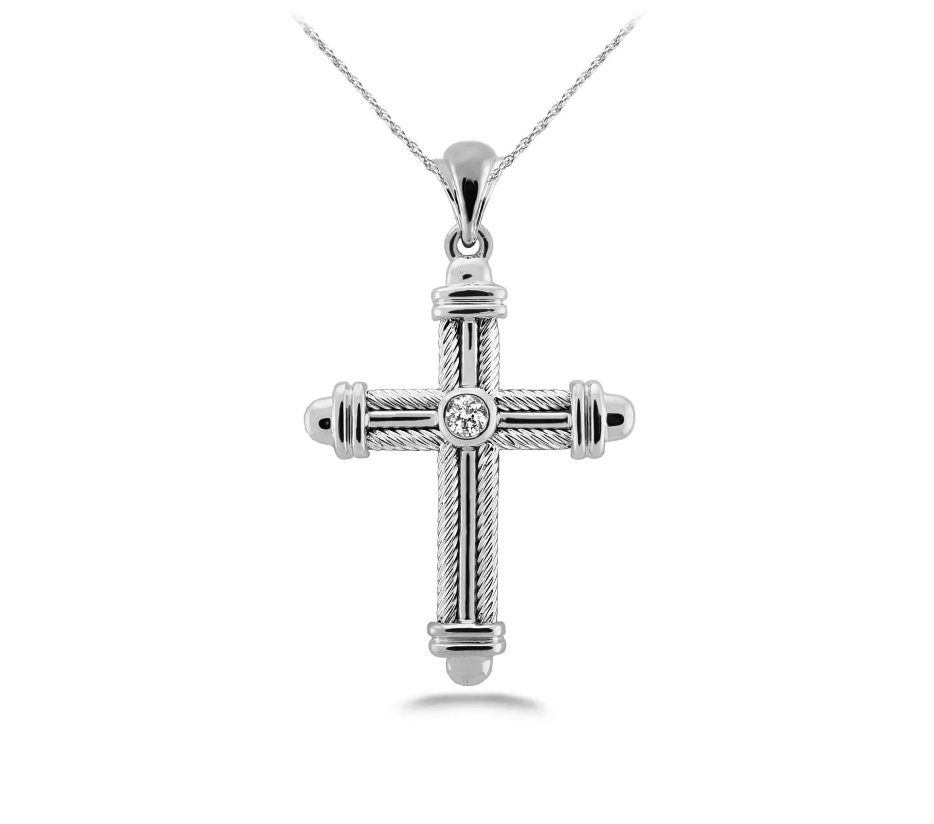 Round Edge Diamond Cross Pendant