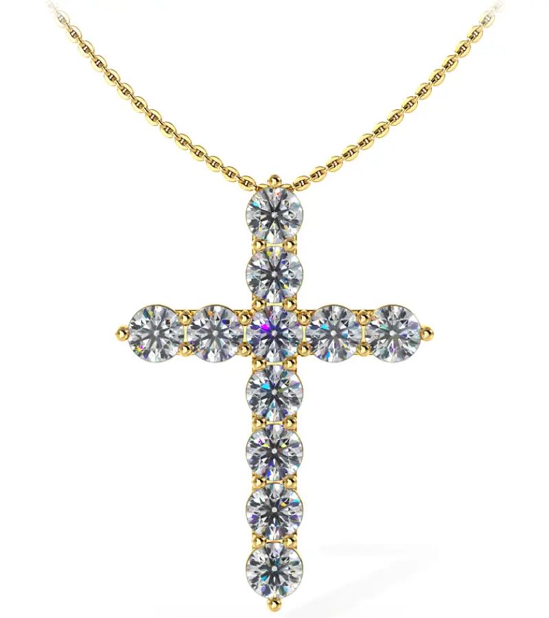 Eleven Brilliant Diamonds Cross Pendant