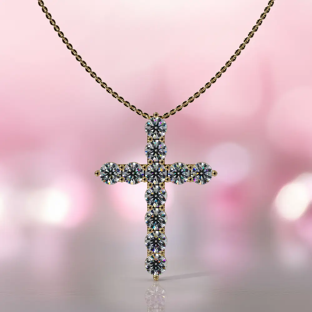 Eleven Brilliant Diamonds Cross Pendant