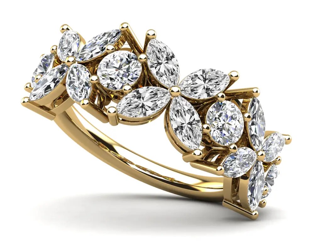 Flowers of Marquise Diamond Anniversary Ring