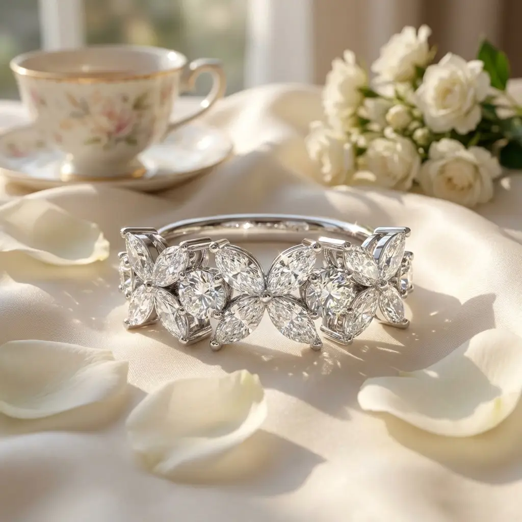 Flowers of Marquise Diamond Anniversary Ring