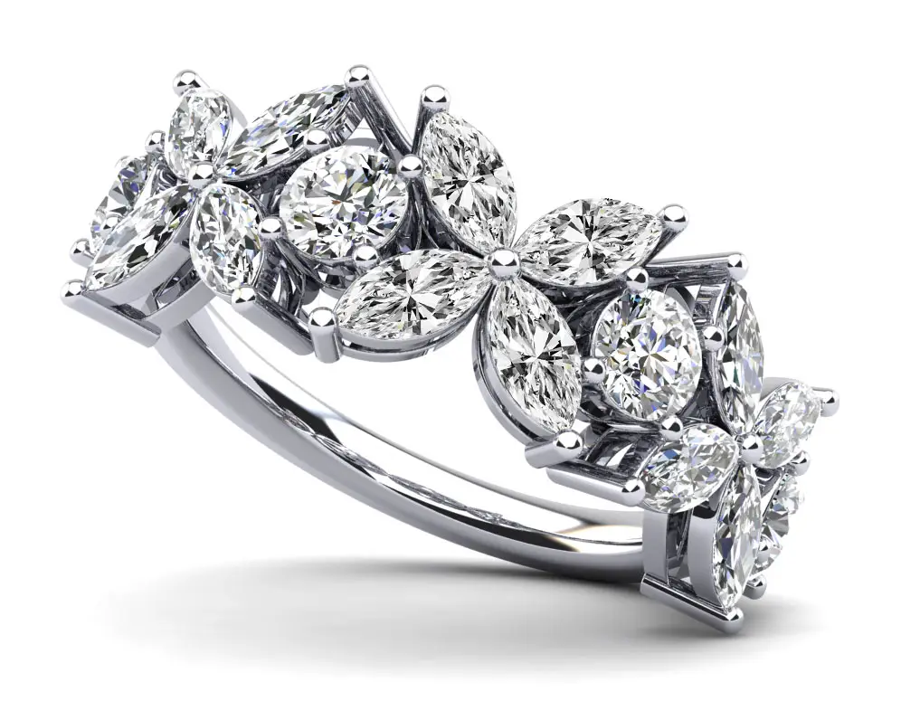 Flowers of Marquise Diamond Anniversary Ring