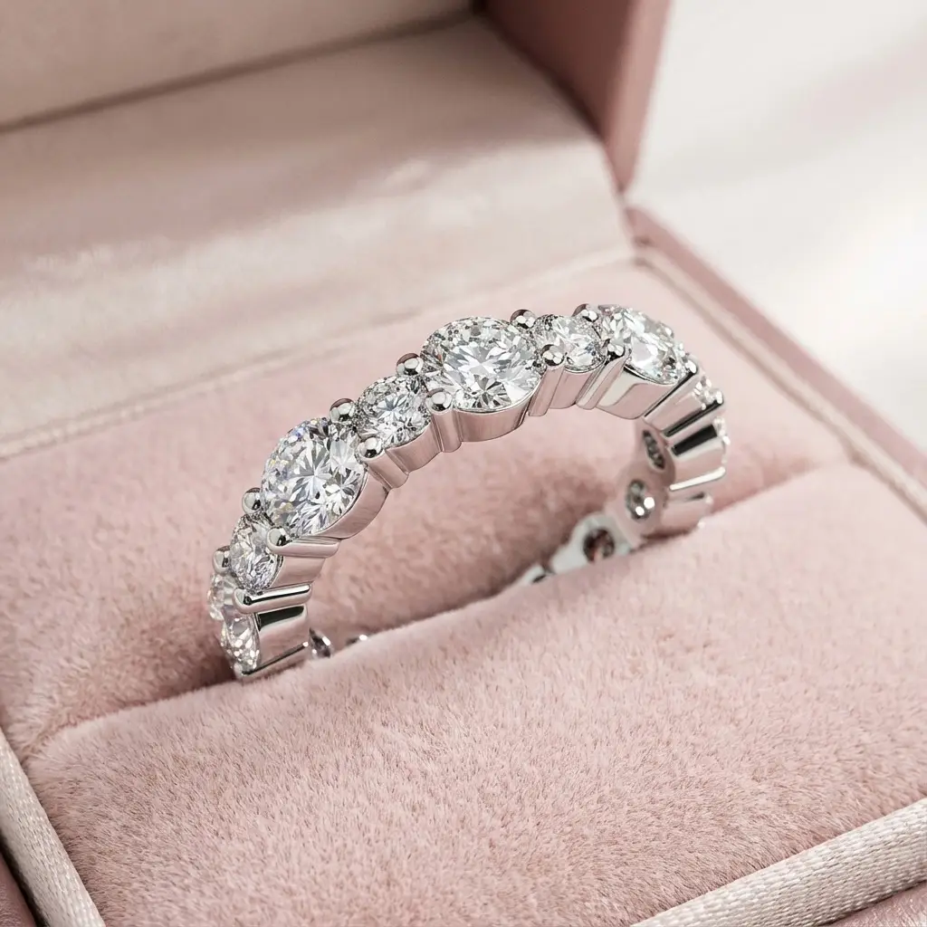 Alternating Diamond Eternity Ring In